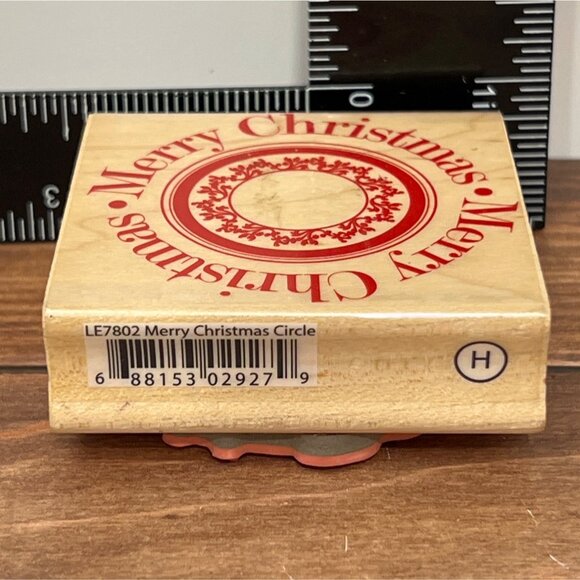 Merry Christmas Circle LE802 Rubber Stamp HAMPTON ART DANIELLE JOHNSON LIMITED - Picture 3 of 4